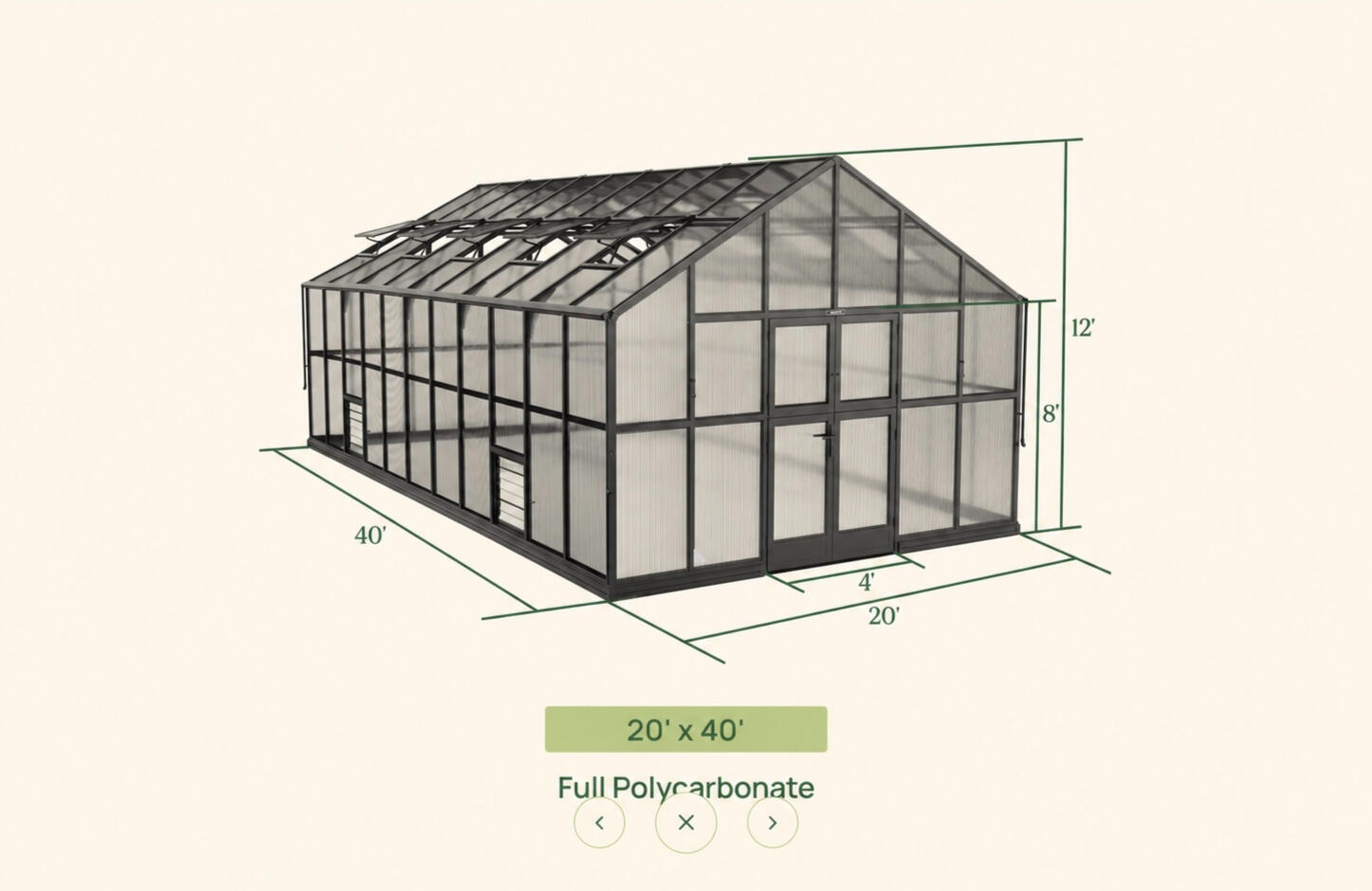 Dream Center Green House CAD drawing showing dimensions